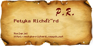 Petyka Richárd névjegykártya